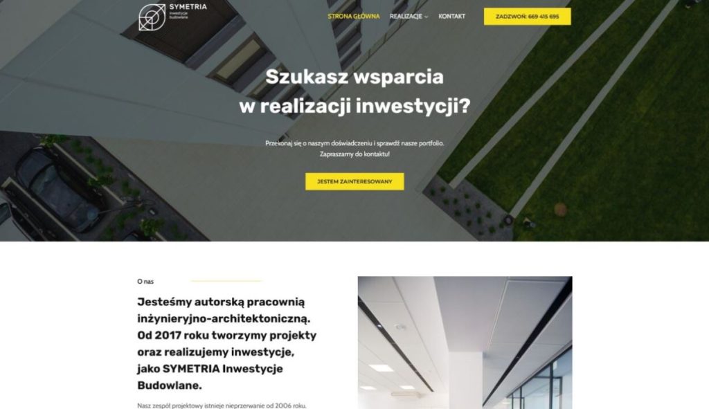 case study - realizacja strona firmy architektonicznej Symetria