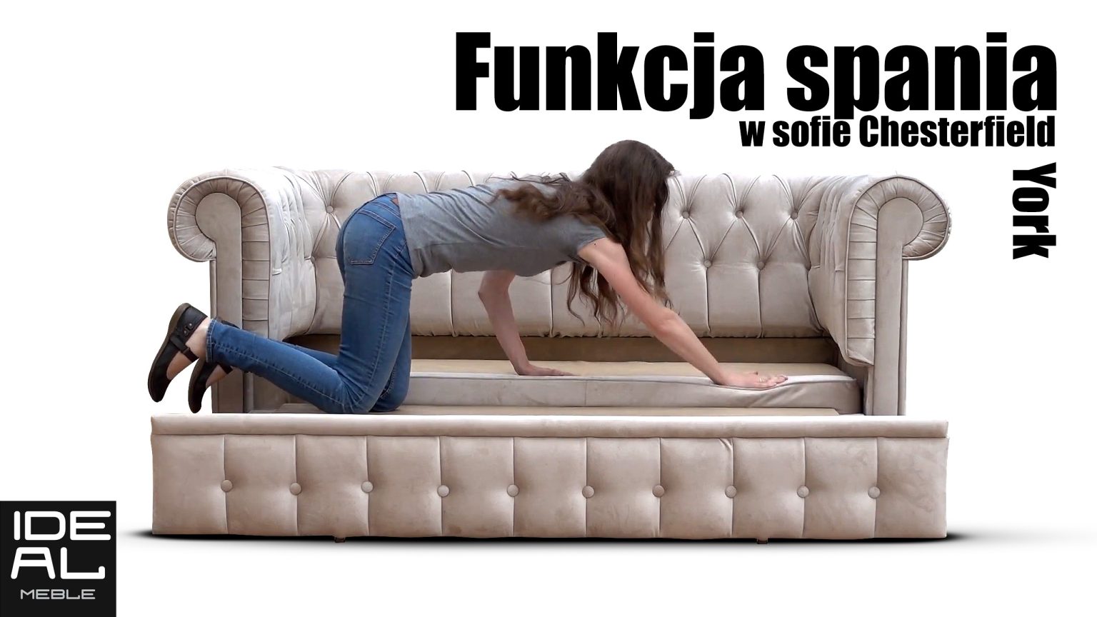 Sofa Chesterfield York z funkcją spania - rozkładanie